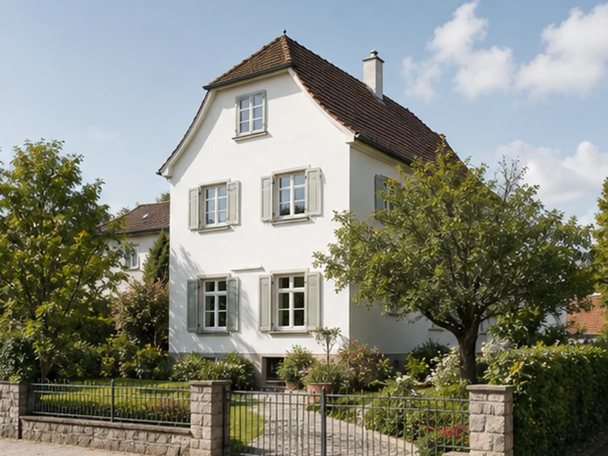 Gepflegtes Haus mit Garten und Grundstückszugang